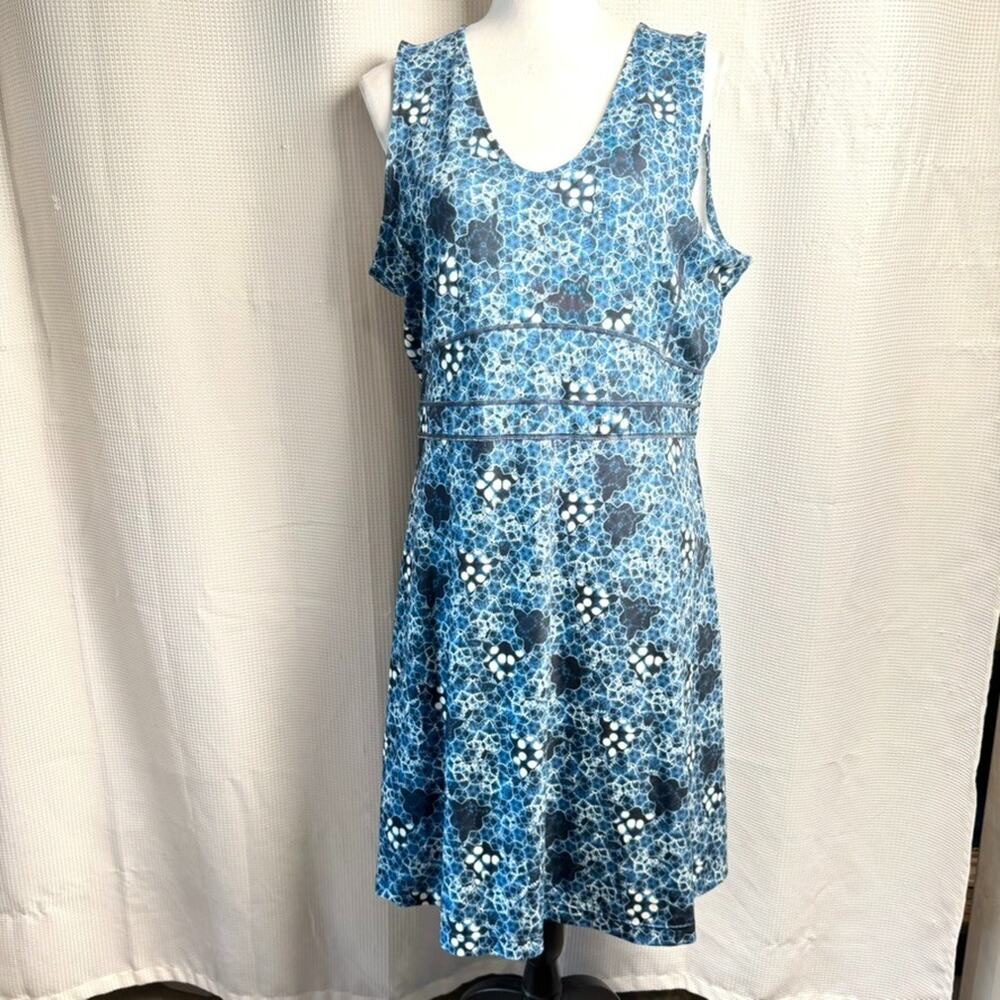 Title Nine V-Neck Sleeveless Maya Dress Womens Sz XL Blue Dream Zipper Pocket